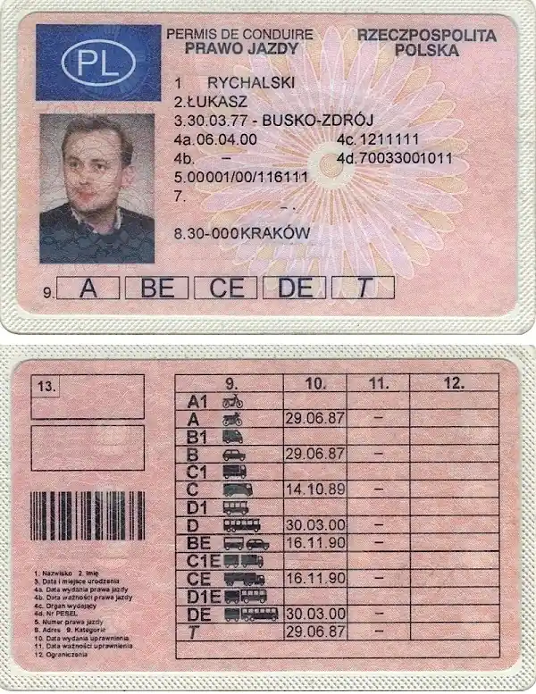 dokument prawo jazdy lata 2000