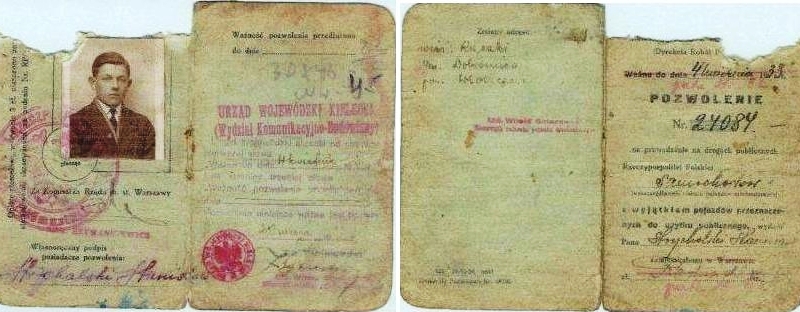 Dokument prawa jazdy sprzed wojny.